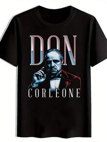 Men's Short Sleeve Crew Neck T-Shirt Casual Simple Print Top - Negro - Ver 1