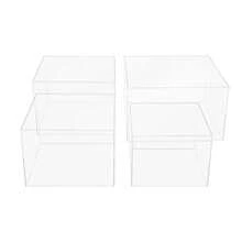 4 Pcs Clear Acrylic Cake Stand Set, 8/9/10/12in Rectangle Tabletop Display Riser, Stackable Multi-Functional Dessert Collectible Cosmetic Stand, Smooth Edge Reusable For Wedding Party Bakery Home - Transparent - View 6