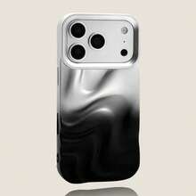 高级简约银黑渐变3D波浪纹手机壳，兼容 17 Pro Max/17 Pro/16 Pro Max/16/16 Pro/16 Plus/15/15 Pro Max/15 Pro/11/12/13/14 Pro Max/11 Pro/11 Pro Max/12 Pro/12 Pro Max/13 Pro/13 Pro Max/14 Pro/14 Pro Max/16E/12 Mini/13 Mini，软壳设计，简约创意 - 銀黑漸層色 - 查看 4