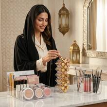 3pcs Transparent Acrylic Makeup Organizer, Space-Saving Eyeshadow Palette, Lipstick, Eyebrow Pencil, Brush Holder Countertop Cosmetic Storage Box - Multicolor - View 8