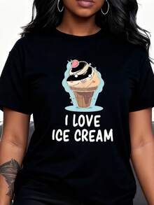 Camiseta con Estampado de Helado para Mujer - Negro 2 - Ver 3