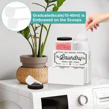 Dryer Sheet Container For Laundry Room Organization, Laundry Pods Container Include 2 Plastic Jars With Lids For Laundry Room Storage, Drying Ball And Laundry Detergent Dispenser, Laundry Room Decor - White 1pc - View 2