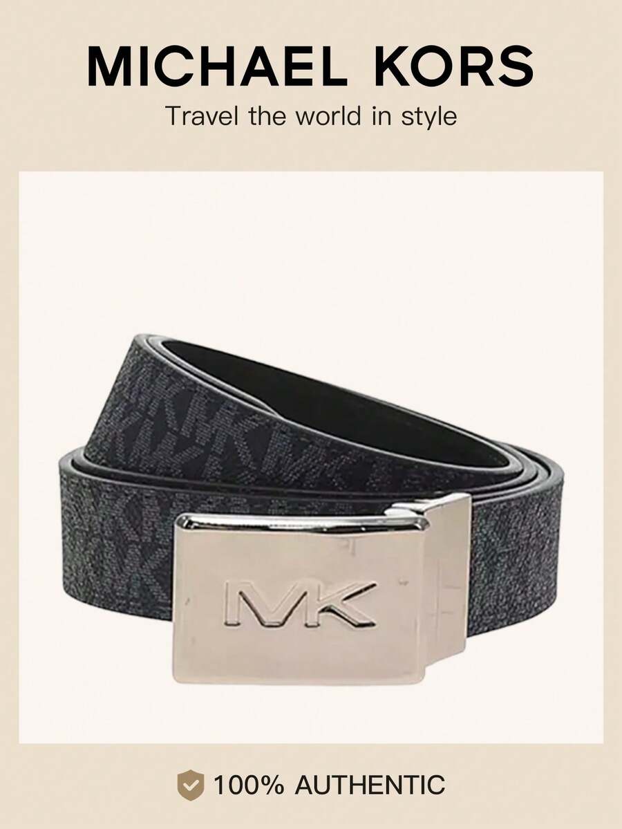 Michael Kors Men's Fashionable Luxury Designer Letter Buckle Belt - Black - View 1