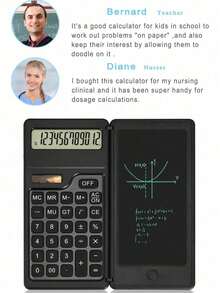 Foldable Scientific Calculator With 10-Digit LCD Display + Erasable Notepad Writing Board - Portable, Ideal For Middle/High School Students, Back To School - A - View 9