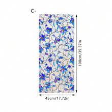1/5 piezas Película de ventana de vidrio de colores estilo europeo, material de PVC resistente al agua con efecto estático, diseño de flor de magnolia y copo de nieve azul, protección de privacidad para decoración de ventanas del hogar - Multicolor - Ver 15