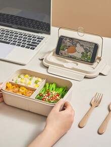 Lunch Box Set With Spoon And Fork, Leak-Proof Oatmeal Cup, Breakfast Cup, Lunch Bag, Food Container, Suitable For School, Work, Camping, Picnic, Study, Kitchen Storage Box, Cabinet Organizer, Kitchen Accessories - Multicolor - View 4