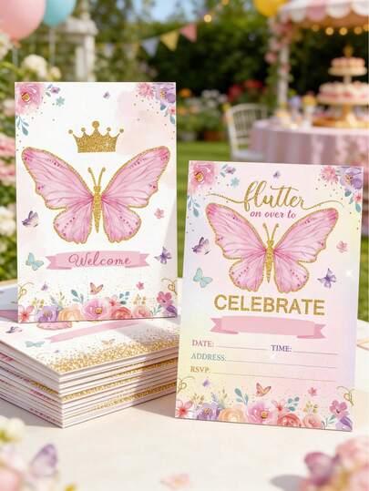 12 Peças Cartões de Papel com Borboleta Rosa, Adequados para Convites de Aniversário, Chá de Bebê, Festa de Feriado, Cartões de Felicitações, Cartões de Aniversário com Borboleta Rosa, Celebração de Festa, Lembrancinhas de Casamento, Decorações de Chá de Bebê, Suprimentos de Festa com Borboleta Rosa, Presentes de Aniversário Feliz, Decorações de Festa de Primavera com Borboleta Rosa, Volta às Aulas, Dia dos Namorados