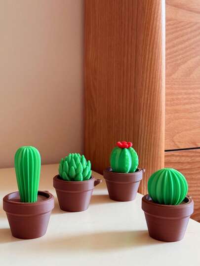 1pc Cactus Mini Potted Plant Hanging Decor, Finger Press Toy, Comes With Gift Bag, Cute Cactus Car Key Chain, Backpack Charm, Home Decor, Desktop Ornament, Garden Decoration, Suitable For Easter, Valentine's Day Gifts, Party Favor Filler