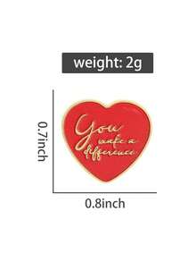 1Pc You Make A Difference Enamel Pins Motivating Red Heart Quotes Metal Brooches Lapel Badge Jewelry Gifts For Lover Friend - Multicolor - View 9