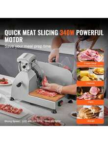 Meat Slicer, 340W Electric Deli Food Slicer With 10" SUS420 Stainless Steel Blade And Built-In Sharpening Stone, 0-0.6 Inch Adjustable Thickness For Commercial And Home Use, Cut Meat And Cheese - Silver - View 2