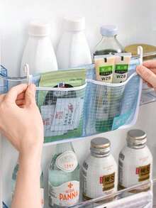 Refrigerator Storage Net Bag Hanging Kitchen Multi-Functional Dual-Compartment Kitchen Organizer Bag - Multicolor - View 4