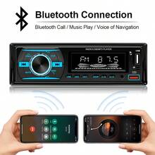 1-DIN车载立体声播放器，带数字蓝牙、MP3播放、FM收音机、立体声音频、USB接口和AUX输入。 - 12V - 查看 3