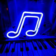 Luminária de LED neon rosa em formato de nota musical, com dupla alimentação (bateria/USB), iluminação suave, tamanho 17 x 14 cm, ideal para quarto de menina, dormitório, presente de Dia dos Namorados e decoração de festas. - Branco - Ver 9