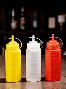 1个挤压式酱料瓶，尖嘴调味品分配器，带盖，耐用，透明分配瓶，防漏厨房调味品分配器，适用于沙拉酱、果酱、烘焙酱和其他酱料。 - 彩色 - 查看 2