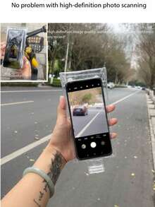 新款通用手机防水袋，适用于外卖骑手，带夹子支架、触摸屏保护套和防雨罩。 - 無色 - 查看 10