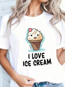 Camiseta con Estampado de Helado para Mujer - Blanco 2 - Ver 2