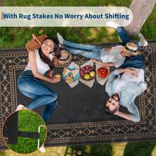 1Pcs Outdoor/Indoor Rug Plastic Straw Area Rug Bordered Waterproof PP Tube Woven Picnic Mat For Patio Decor Porch Balcony Picnic Rug(Please Refer To Other Colors For Detailed Images Of Blue-Green, Orange Red, And Black Brown) - 黑棕色 - 查看 7