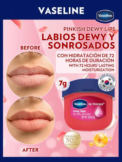 Vaseline 7g Bálsamo labial nutritivo de rosa | Brillo radiante después de Eid | Hidrata profundamente los labios extremadamente secos | Bálsamo labial 100% vegano | Hecho en Corea