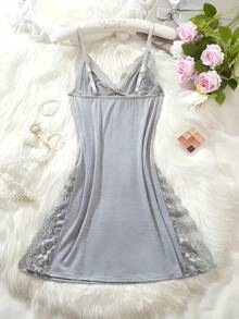 3PCS Slip Into Elegance With This 3pcs Women's Lace Pajama Set. Designed With Sheer Lace Panels And Side Slits, It Adds A Touch Of Sexiness While Keeping You Comfortable All Night Long. Perfect For Bedroom Wear, Honeymoon Nights, Or Romantic Evenings. - Polychrome - View 5