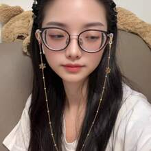 1pc Metal Pearl Scallop Starfish Eyeglasses Chain, Suitable For Women's Travel & Holiday Sunglasses Decorative Chain, Stainless Steel Jewelry - Gold - View 9