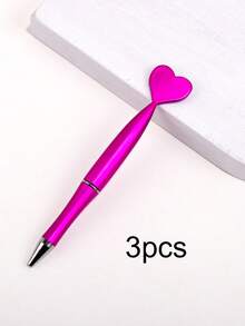 3PCS Heart-Shaped Ballpoint Pens, Black Ink Pen Set, Smooth Writing Office Supplies, Creative Desk Stationery, Gift For Colleagues And Friends - Sets - View 14