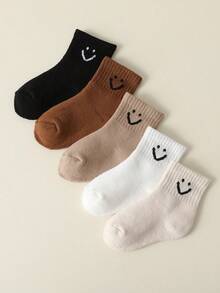 5 đôi tất cho bé trai và bé gái, tất cổ cao dày ấm áp màu kẹo cotton dành cho trẻ sơ sinh và trẻ nhỏ, mùa thu/đông - Nhiều màu - Xem 8