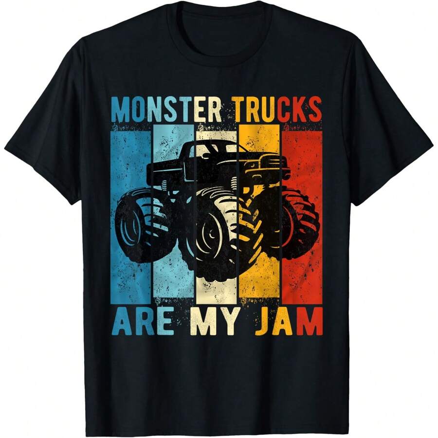 Monster Trucks Are My Jam Vintage Retro Monster Truck T-Shirt Small - Black - View 1