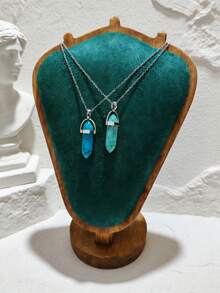 1pc Natural Turquoise Crystal Pendant Necklace - Elegant Healing Jewelry For Women - Turquoise - View 5