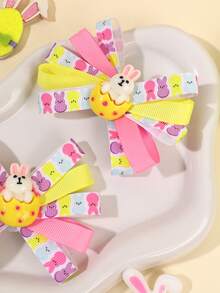 2 Stücke bunte Osterhasen Muster Haarclips, süße Hasenohren Haarclips für Mädchen, süßer Stil Haaraccessoires, Ostergeschenk, Party Haar Deko für Teenager - Verschiedenfarbig - Übersicht 5