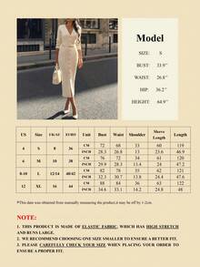 女士优雅休闲针织连衣裙，新款，纯色简约，复古别致，精致的前襟纽扣设计，V领显瘦，配腰带，宽松舒适，弹力十足，适合派对、晚宴、办公等场合，春秋冬季皆宜。 - 杏色 - 查看 6