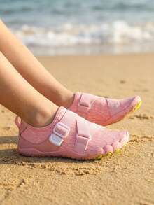 TATORHT 1 Pair Kids' Summer Quick-Dry Fashionable Random Print Breathable Mesh Low-Top Slip-On Water Shoes With Hoop And Loop, Boys' Barefoot Beach Swimming Shoes With Rubber Soles For Outdoor Activities, Indoor Fitness Yoga Running Jumping Rope - 粉色 - 查看 6