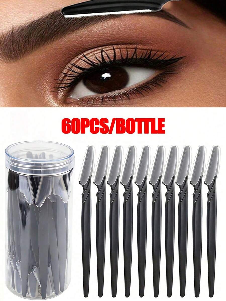 60件套眉毛修剪器和剃须刀，去茧器和体毛修剪工具，面部和眉毛剃刀套装，配有长柄刀片和精密护罩，女士日常或旅行护理套装