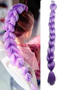 1件彩色编织预拉伸合成假发，钩针编织假发，适合舞台表演、派对、万圣节服装、角色扮演 - 彩色 - 查看 4