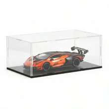 亚克力立方体展示盒，组装式立方体展示架，带黑色底座，防尘保护展示柜，适用于收藏品、纪念品、小雕像等。 - 黑色底 - 查看 8