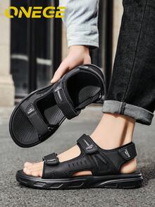 1双男士夏季沙滩鞋，新款运动耐磨透气时尚鞋，简约防滑驾驶休闲凉鞋 - 黑色 - 查看 7