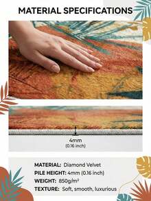 Modern Style, Vintage American Style, Tropical Plant Print Carpet. Bohemian Style. Living Room Carpet. Shaggy Rectangular Low-Pile Carpet With Embossed Details, Decorative Carpet Suitable For Living Room, Bedroom And All-Season Home Decor. Soft, Easy To Maintain, Machine Washable - Multicolor - View 5