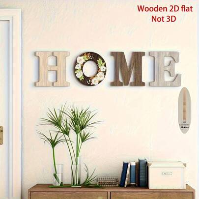 2D Flat 4pcs Wooden "HOME" Wall Decor Plaque, Doorway Decoration, 1 Set Wooden Alphabet Letters For Living Room And Bedroom Decor, 2D Flat