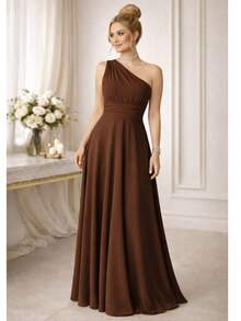 Bridesmaid Dress Party Guests Reception Graduation Without Shine Limp Mule In Fluity - Rust Brown - View 2