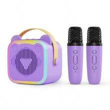 This Portable Mini Karaoke Machine Includes Two Microphones And One Player, With Loud And Clear Sound Quality, And Comes With Four Colorful LED Lighting Effects. It Supports Bluetooth Connection And TF Card Playback, Making It An Ideal Choice For Home Gatherings, In-Car Entertainment, And Christmas Celebrations. - Multicolor - View 12