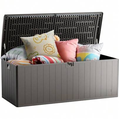 80-Gallon All-Weather Resin Deck Box With Lock - Heavy Duty Outdoor Storage For Patio Furniture, Cushions, Garden Tools & Pool Supplies, Pure Brown