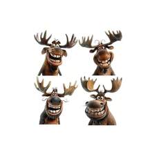4 Packs Festive PVC Elk Car Window Stickers, Smiling Reindeer Car Glass Decals For Christmas And New Year Decorations - 4pcs - View 5