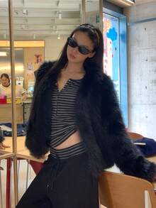 韩版条纹T恤打底衫，修身长袖上衣，休闲春季款 - 灰色 - 查看 7