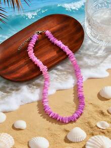 1 Pc Multi-Color Natural Shell Beaded Necklace, Suitable For Women Everyday, Beach, Vacation And Leisure Wear - White - View 9