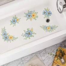 12.79*18.62 Inch Pink Rose Floral Pattern Self-Adhesive Bathtub Sticker, Creative Peel And Stick Home Decor Sticker, Suitable For Sink And Bathtub Exterior Decoration, Removable Wall Art, Fashionable Bathroom Accent, Adhesive Design, Essential For DIY Enthusiasts, Ideal For Apartment Renters - Floral Pattern - View 5