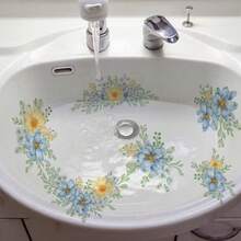 12.79*18.62 Inch Pink Rose Floral Pattern Self-Adhesive Bathtub Sticker, Creative Peel And Stick Home Decor Sticker, Suitable For Sink And Bathtub Exterior Decoration, Removable Wall Art, Fashionable Bathroom Accent, Adhesive Design, Essential For DIY Enthusiasts, Ideal For Apartment Renters - Floral Pattern - View 7