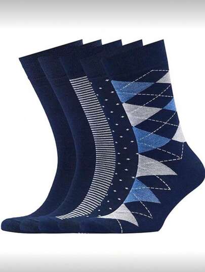 5双英伦风中筒袜，适合男士日常穿着