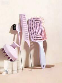 Complete Hair Care Tool Bundle - Pink Detangler Brush, Styling Combs & Shampoo Brush For Everyday Grooming - Multiple Styles - View 9