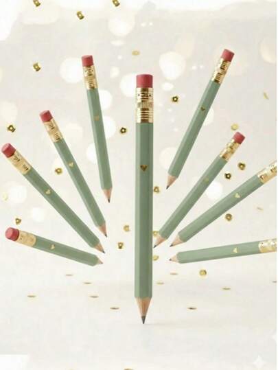 5/10/20/30/50/100pcs Cute & Delicate Green Mini Golf Pencils With Erasers, 4-Inch HB Hexagonal Pencils For School, Office Supplies, Wedding Favors, Valentine's Day, Back To School, Personalized Art & Craft Gifts, Book Lovers Present, Funny Stationery Adorable Collection.