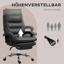 Office Chair With Massage Function, Ergonomic Reclining Office Chair, Heated, Height Adjustable, With Footrest And Swivel, Black - Black - View 4