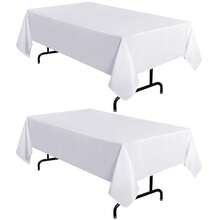 2 Pack White Tablecloth 60 X 84 Inch, Rectangle 4 Feet Table Cloth - Stain And Wrinkle Resistant Washable Polyester Table Cover For Dining Tables, Buffet Parties And Camping - White - View 1